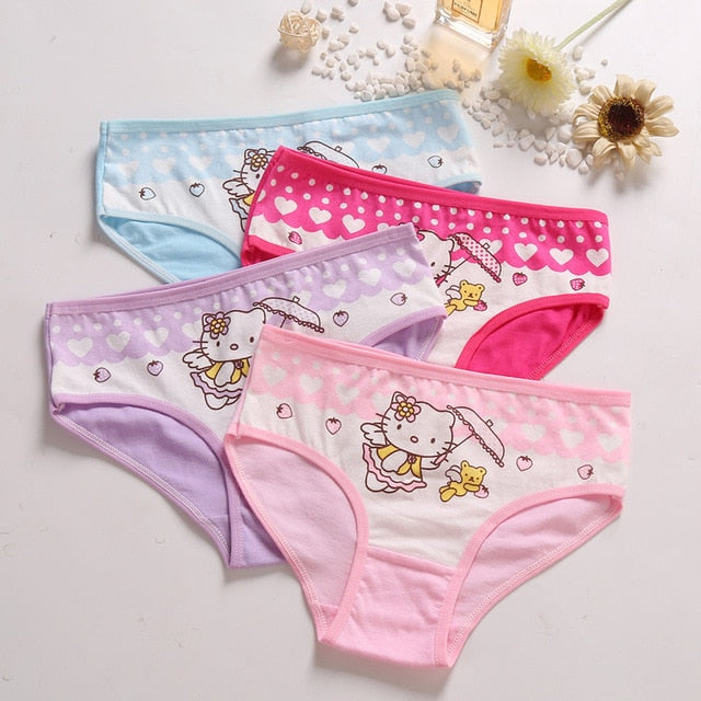 4 Pcs/Lot Children Cotton Underwear Girls Panties Cute Pattern