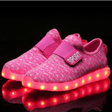 Size 25-37 Kids Led USB Recharge Glowing Shoes Children's Hook Loop Shoes Children's Glowing Sneakers Kids Led Luminous Shoes