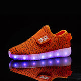 Size 25-37 Kids Led USB Recharge Glowing Shoes Children's Hook Loop Shoes Children's Glowing Sneakers Kids Led Luminous Shoes