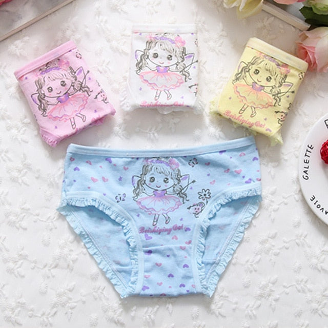 4pcs/Lot Young Girl Panties Underwear Kids Cartoon Cotton Panty