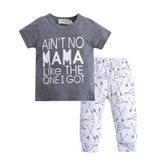 Cotton Letter Print T-shirt Tops + Pants