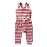 Newborn Baby Girl Backless Striped Ruffle Romper