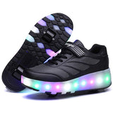 Heelies LED Light Sneakers with Double TWO Wheel Boy Girl Roller Skate Casual Shoe Boy Lover Girl Zapatillas Zapatos Con Ruedas