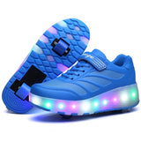 Heelies LED Light Sneakers with Double TWO Wheel Boy Girl Roller Skate Casual Shoe Boy Lover Girl Zapatillas Zapatos Con Ruedas