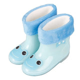 New Autumn Winter Rain Boots Children With Plush Warm Ankle Boots Boys Baby Toddler PVC Waterproof Water Shoes Kids Girls 03B