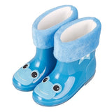 New Autumn Winter Rain Boots Children With Plush Warm Ankle Boots Boys Baby Toddler PVC Waterproof Water Shoes Kids Girls 03B