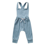 Newborn Baby Girl Backless Striped Ruffle Romper