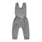 Newborn Baby Girl Backless Striped Ruffle Romper