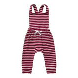 Newborn Baby Girl Backless Striped Ruffle Romper