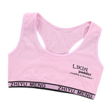 Junior Girl Racerback Cotton Sport Training Bra Letter Print Solid Color Wide Strap Underwear Bralette Seamless Layered Crop Top