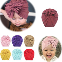 Baby Headband Hat Bowknot Print Cotton Stretchy Turban Headband Infant Head Wrap Beanie Hat Girls Headwear Baby Hair Accessories