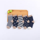 5 Pair/Lot Kids Soft Cotton Socks Boy,Girl,Baby,Cute Cartoon Warm Stripe Dots Fashion Sport Socks Autumn/Winter Children Gift CN