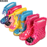 New Autumn Winter Rain Boots Children With Plush Warm Ankle Boots Boys Baby Toddler PVC Waterproof Water Shoes Kids Girls 03B